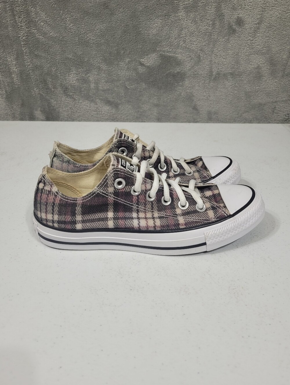Converse Plaid Womens Size 7 Pink White Brown